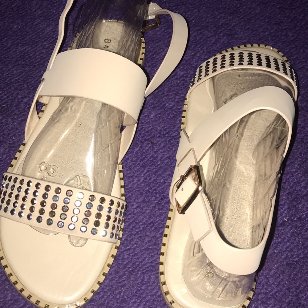 Glitzy nude sandals